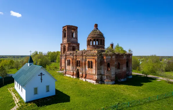 Солнце, природа, весна, церковь, храм, Московская область