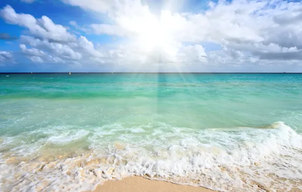 Картинка небо, солнце, океан, берег