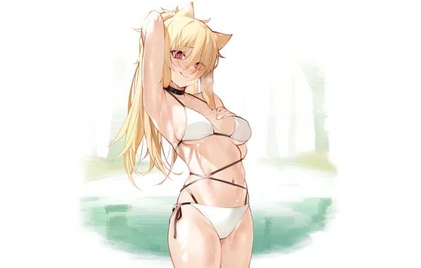 Kawaii, girl, wet, pussy, neko, anime, water, cat