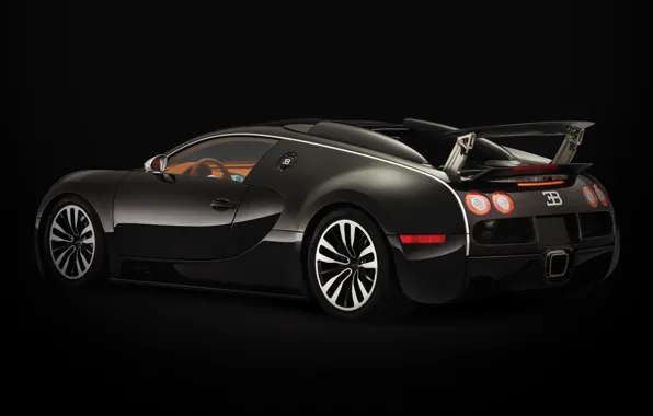 Черный, суперкар, bugatti, veron