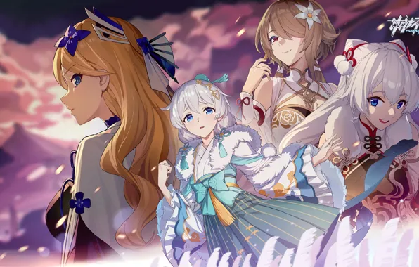 Фон, девушки, арт, Honkai Impact 3rd