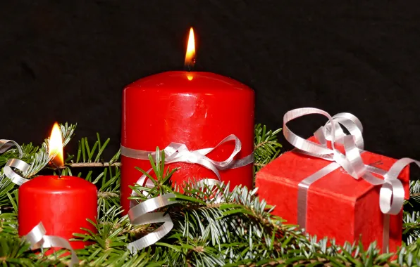 Картинка праздник, новый год, рождество, свечи, подарки, ёлка, christmas, new year