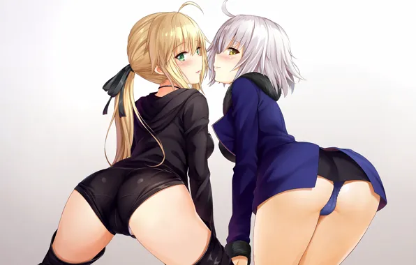 Sexy, lingerie, ass, pantsu, shorts, panties, thighhighs, green eyes