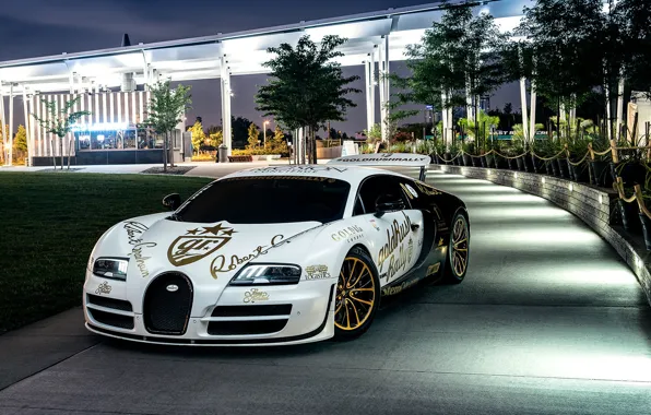 Картинка Bugatti, Veyron, Front, New York, NYC, White, Supersport, Spoiler
