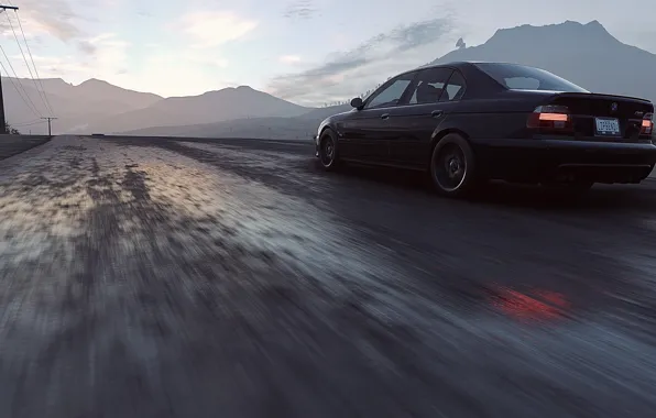 HDR, BMW, Clouds, Mountain, Lights, Street, Game, Wet