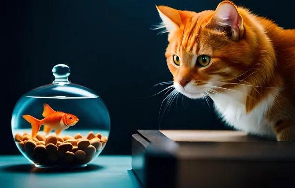 Кошка, взгляд, поза, котенок, мордашка, цифровое искусство, ИИ-арт, нейросеть