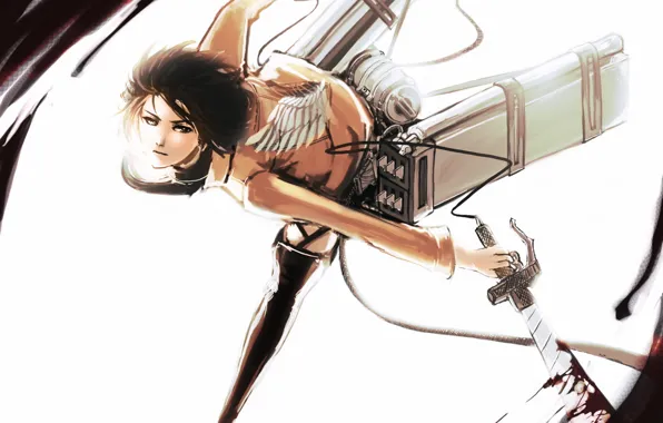 Девушка, арт, Shingeki no Kyojin, Микаса Аскерман
