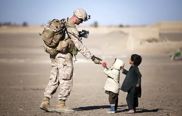Картинка дети, солдат, Афганистан