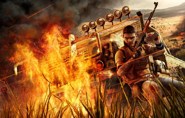 Картинка огонь, игра, Far Cry 2, африка, пламе