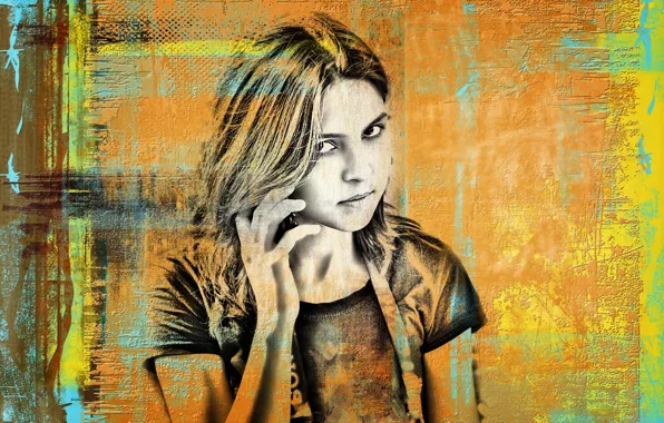 Девушка, коллаж, красивая, художественное изображение, холст масло, Emily Rain, Kide Fotoart