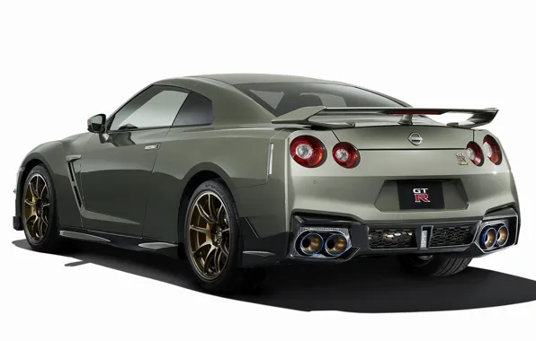 Белый фон, экстерьер, Nissan GT-R, 2023, Nissan GT-R T-spec, Ниссан ГТР