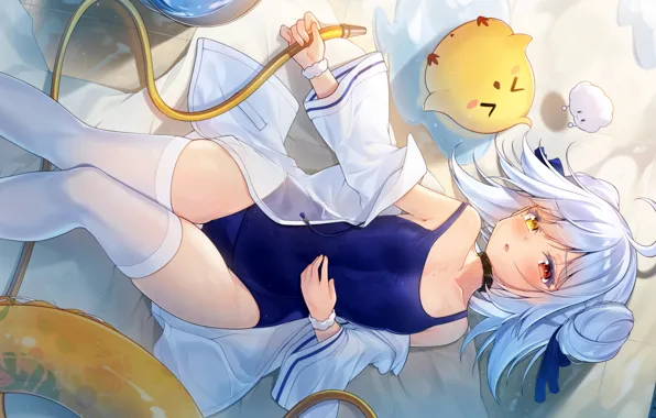 Girl, sexy, cleavage, thighhighs, boobs, anime, beautiful, short hair