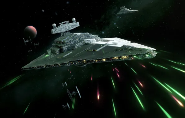 Огонь, Космос, Star Wars, Бой, Fantasy, Арт, Звездные Войны, Star Destroyer