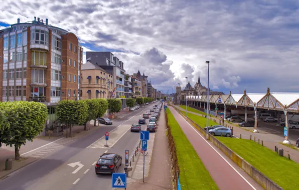 Картинка улица, здания, Бельгия, автомобили, Антверпен, Antwerpen