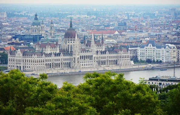 Картинка панорама, архитектура, panorama, architecture, Венгрия, Будапешт, Дунай, Budapest