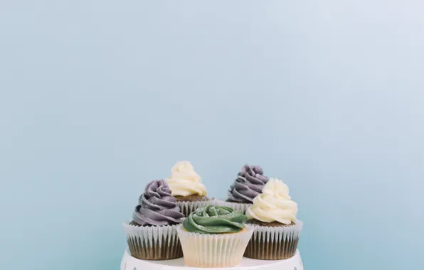 Тарелка, крем, десерт, кексы, Cupcakes