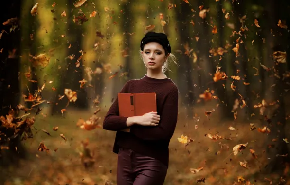 Картинка осень, листья, Disha Shemetova, Илья Гарбузов, Девушка-Осень