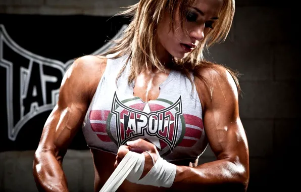 Зал, фитнес, woman, power, muscles, бинты, pose, fitness