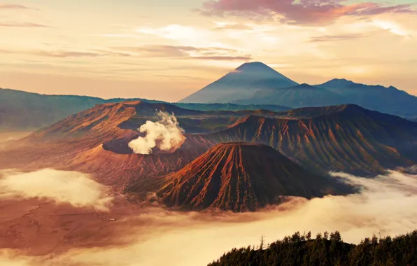 Картинка Индонезия, Ява, Tengger, вулканический комплекс-кальдеры Тенгер, вулкан Бромо