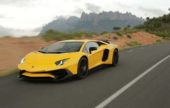 Lamborghini, supercar, yellow, Aventador, Superveloce, LP-750