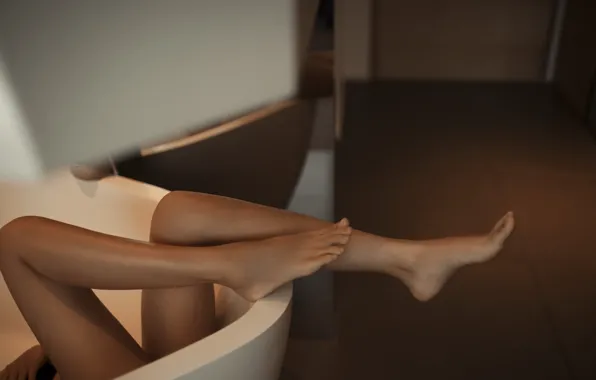 Картинка девушка, поза, ноги, ванна