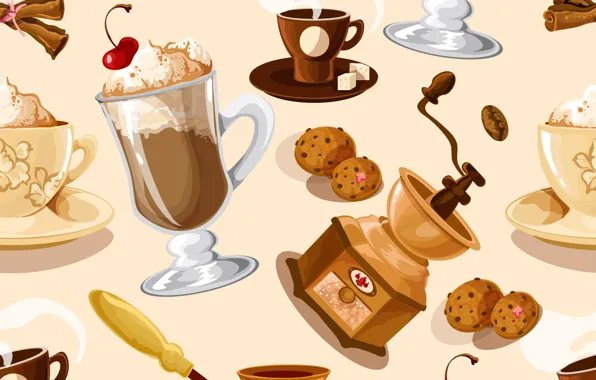 Картинка фон, кофе, текстура, десерт, pattern, Coffee, seamless