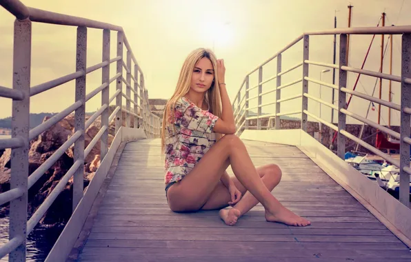 Pink, Girl, Nature, Model, Beach, Sun, Color, France