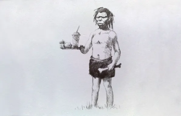 Карандаш, обед, макдональдс, неандерталец