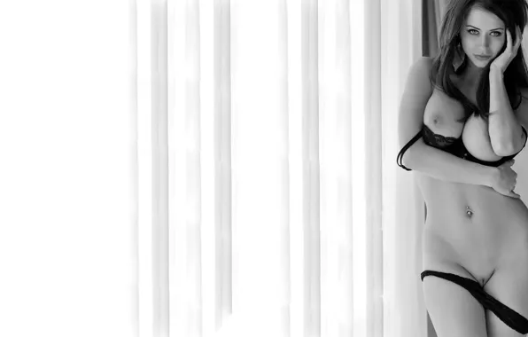 Nude, black and white, Emily Addison, removing panties