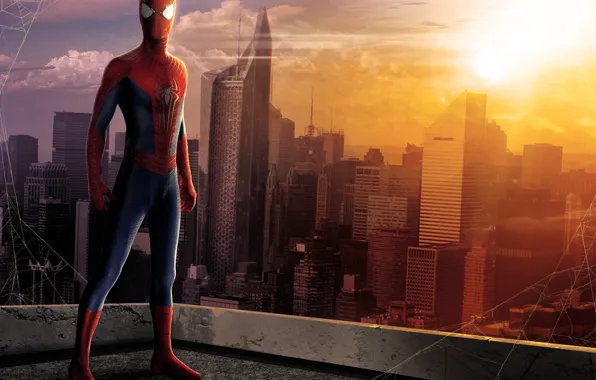 City, new york, spider man, web, peter parker