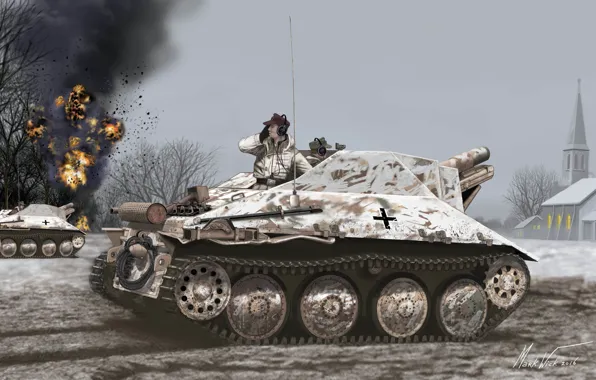 Картинка Германия, Вермахт, Самоходная гаубица, CАУ, 15сm s.IG.33/2 (Sf) Auf Jagdpanzer 38(t)