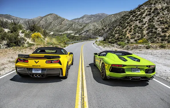 Картинка Lamborghini, Z06, Corvette, Chevrolet, суперкар, кабриолет, шевроле, ламборджини