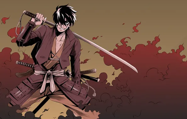 Картинка меч, аниме, арт, самурай, парень, Shimazu Toyohisa