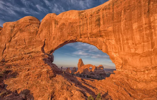 Небо, горы, скала, арка, Юта, США, Arches National Park