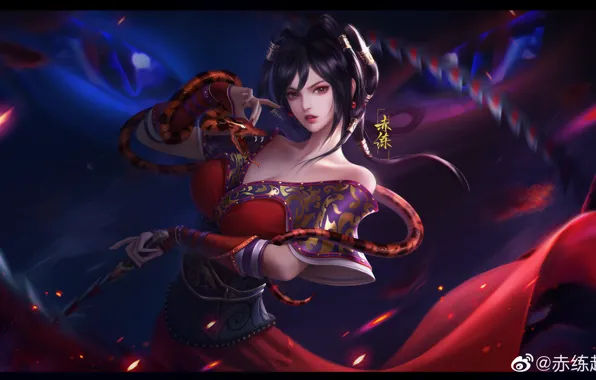 Девушка, оружие, искры, Qin Shi Ming Yue: Bai Bu Fei Jian, Chi Lian