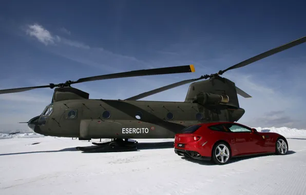 Картинка snow, and, ferrari-ff, chinook