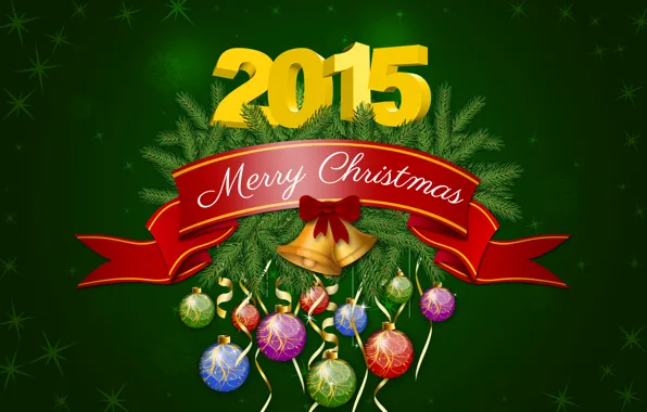 Картинка Happy New Year, Christmas, Green, New Year, December, Merry Christmas, Holiday, 2015