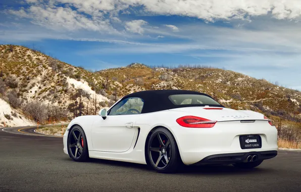 Картинка дорога, белый, горы, Porsche, white, порше, Boxster S, 981