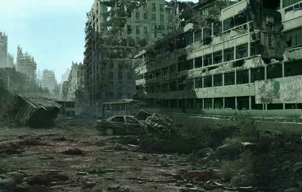 Картинка город, разруха, руины, постапокалипсис