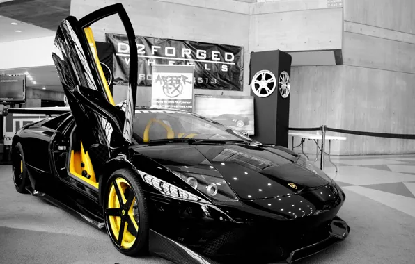 Картинка Lamborghini, дверь, чёрная, вертикаль, Murcielago