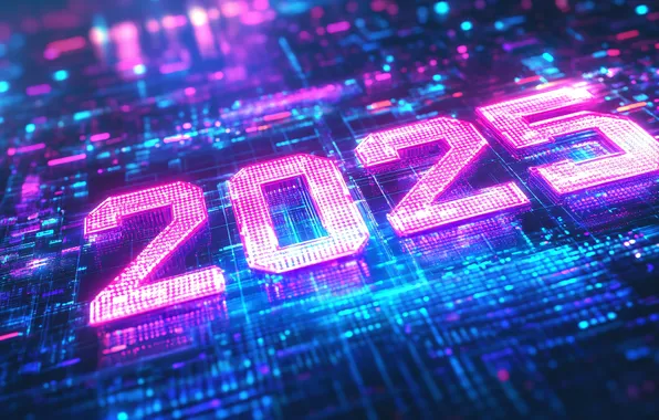 Цифры, Новый год, дата, 2025, ИИ-арт, нейросеть, Новый 2025 год