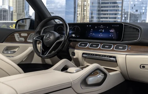 Mercedes, steering wheel, AMG Line, car interior, Mercedes-Benz GLE 450 E 4MATIC