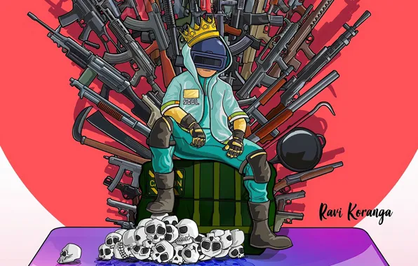 Оружие, черепа, трон, PlayerUnknown's Battlegrounds