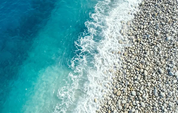 Картинка БЕРЕГ, МОРЕ, ПЛЯЖ, КАМНИ, ГАЛЬКА, ПЕНА, ПРИБОЙ
