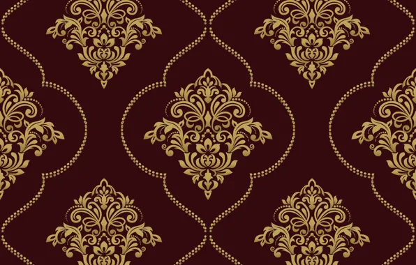 Vector, золотой, орнамент, pattern, ornament, seamless, damask