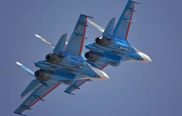 Картинка истребители, пара, Flanker, Су-27