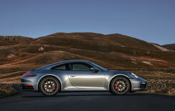 Холмы, купе, 911, Porsche, профиль, Carrera 4S, 992, 2019