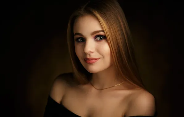 Взгляд, поза, улыбка, фон, модель, портрет, макияж, прическа