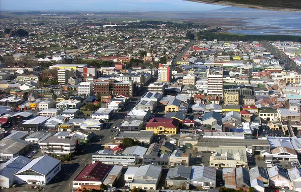 Картинка город, фото, горизонт, сверху, New Zealand, Southland