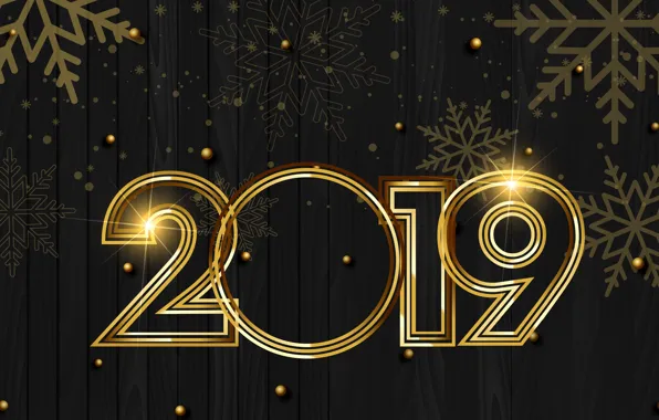 Картинка золото, Новый Год, цифры, golden, черный фон, black, background, New Year